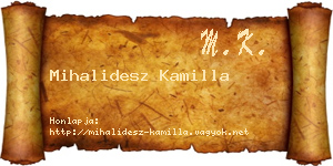 Mihalidesz Kamilla névjegykártya